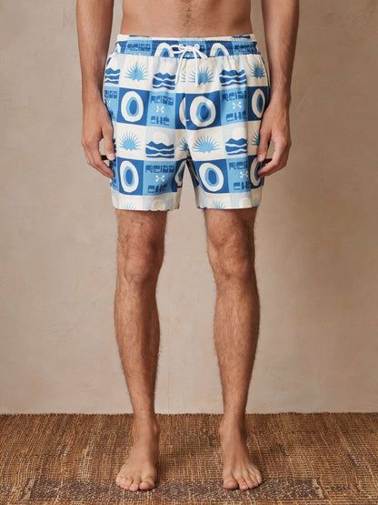 Reiss Savings - | Ché Sunset-Print Swim Shorts in Blue Multi