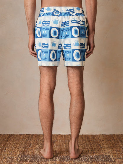 Reiss Savings - | Ché Sunset-Print Swim Shorts in Blue Multi