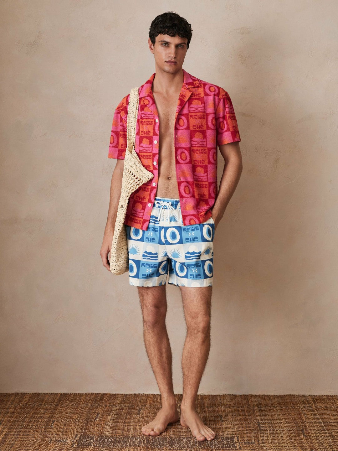 Reiss Savings - | Ché Sunset-Print Swim Shorts in Blue Multi