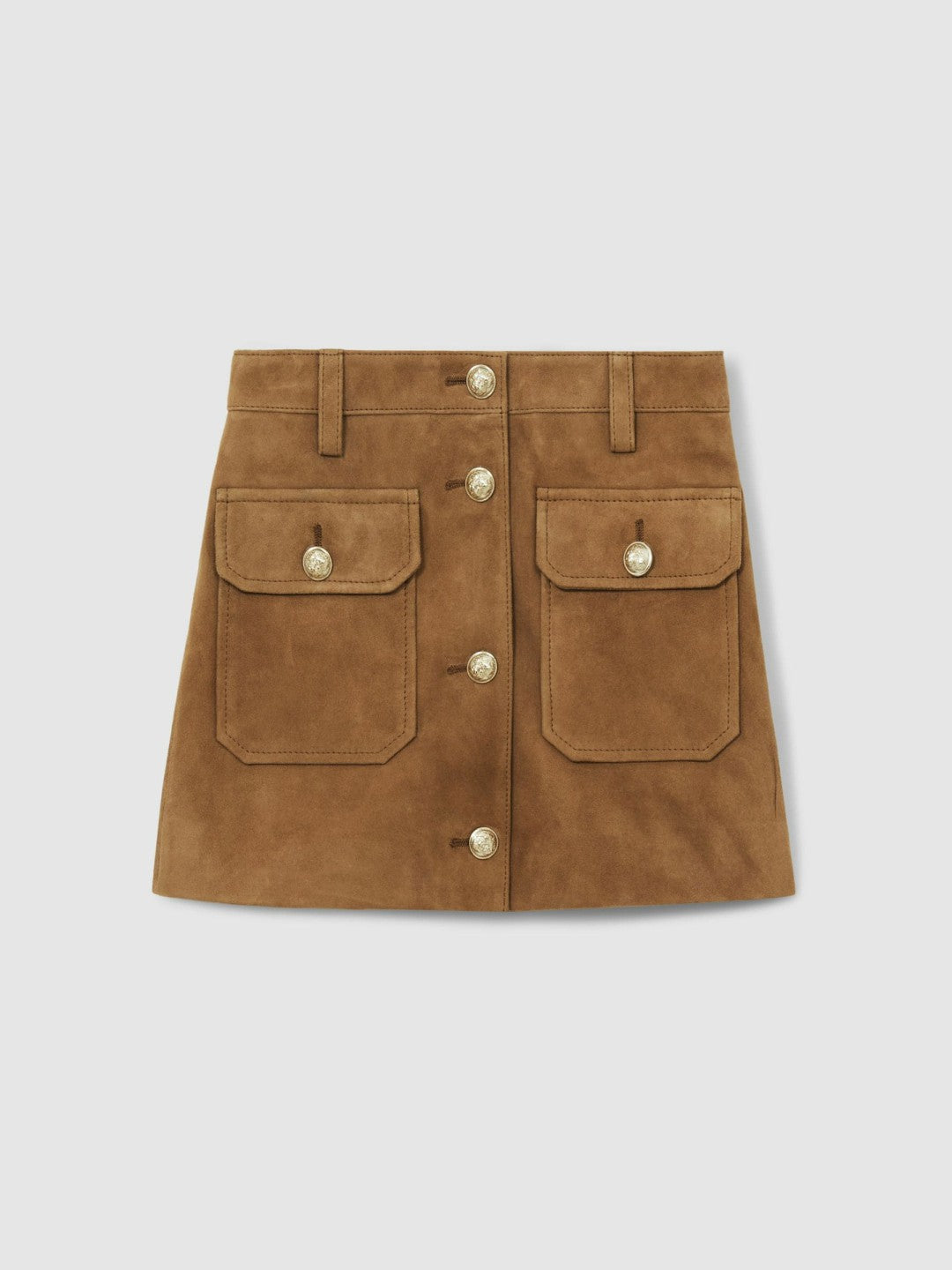 Reiss Best Seller - 4-9 yrs Suede Flap Pocket Skirt in Tan