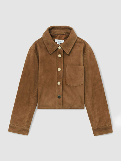 Reiss Popular Choice - 9-13 yrs Suede Cropped Jacket in Tan