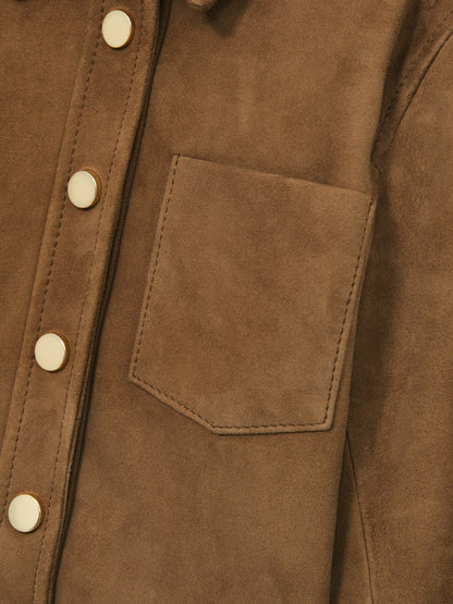Reiss Popular Choice - 9-13 yrs Suede Cropped Jacket in Tan