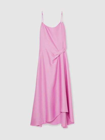 Reiss Popular Choice - Satin Drape-Detail Slip Dress in Pink