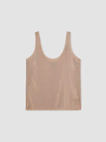 Reiss Deal - Atelier Laser-Cut Vest Top in Taupe