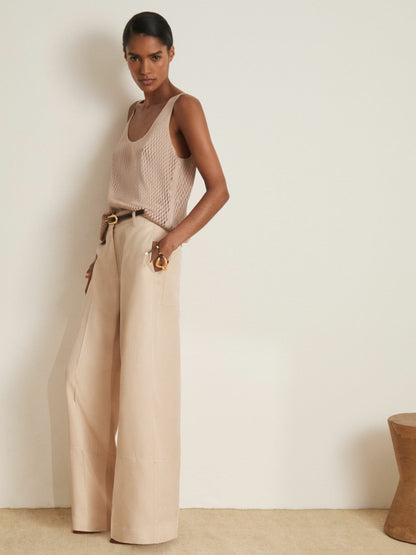 Reiss Deal - Atelier Laser-Cut Vest Top in Taupe