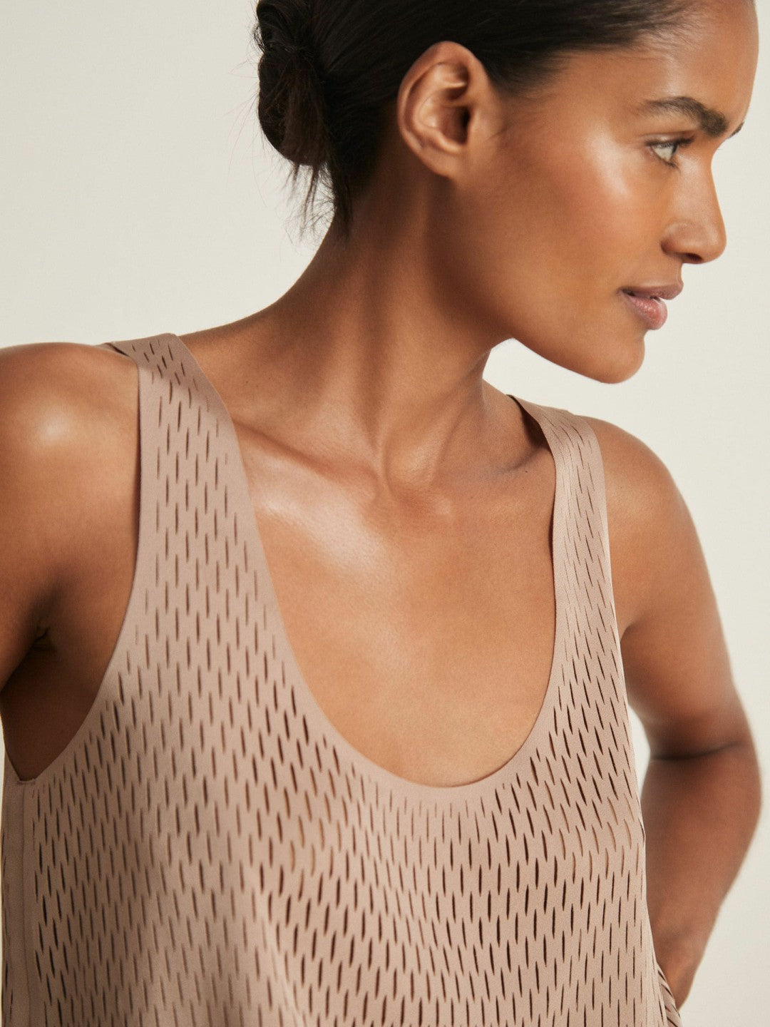 Reiss Deal - Atelier Laser-Cut Vest Top in Taupe