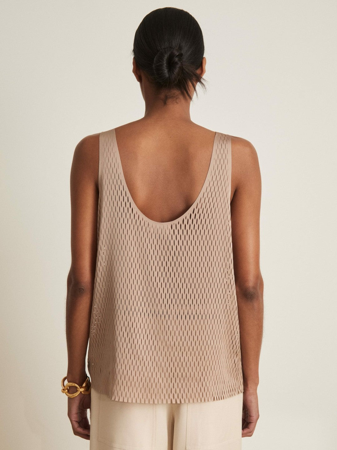 Reiss Deal - Atelier Laser-Cut Vest Top in Taupe