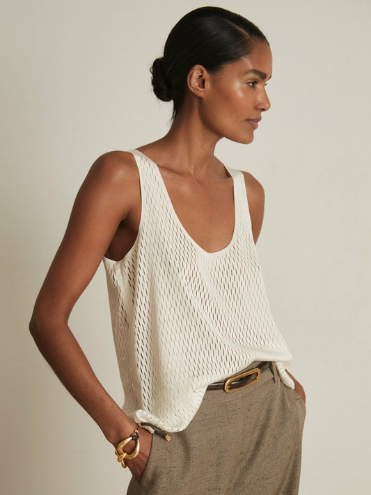 Reiss Featured - Atelier Laser-Cut Vest Top in Cream