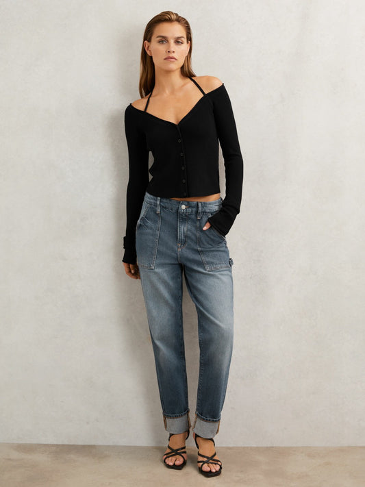 Reiss Savings - Good American Cuffed Straight-Leg Jeans in Indigo