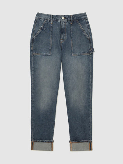 Reiss Savings - Good American Cuffed Straight-Leg Jeans in Indigo