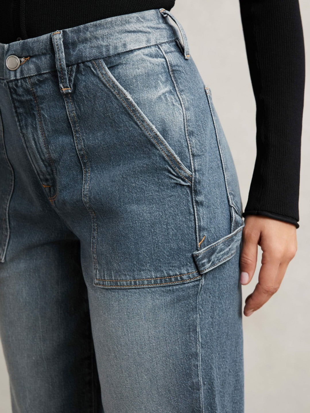 Reiss Savings - Good American Cuffed Straight-Leg Jeans in Indigo