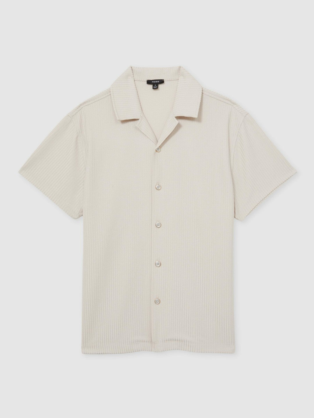 Reiss Savings - Textured-Knit Cuban-Collar Shirt in Champagne