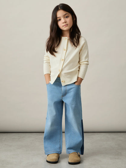 Reiss Savings - 13-14 yrs Cotton Crew-Neck Cardigan in Ivory