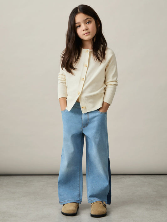 Reiss Affordable - 4-9 yrs Cotton Crew-Neck Cardigan in Ivory
