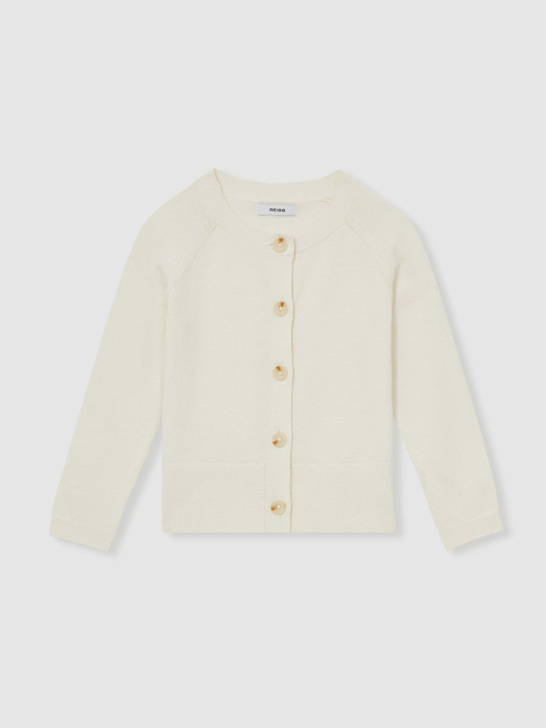 Reiss Affordable - 4-9 yrs Cotton Crew-Neck Cardigan in Ivory