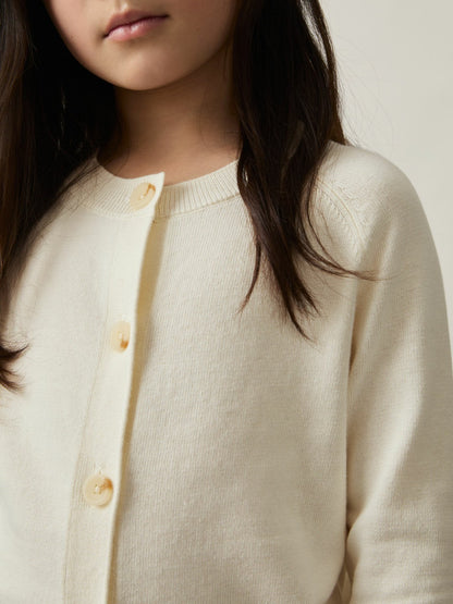 Reiss Affordable - 4-9 yrs Cotton Crew-Neck Cardigan in Ivory