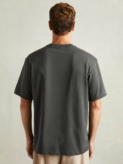 Reiss Sale - Cotton Garment-Dyed Oversized T-Shirt in Washed Black