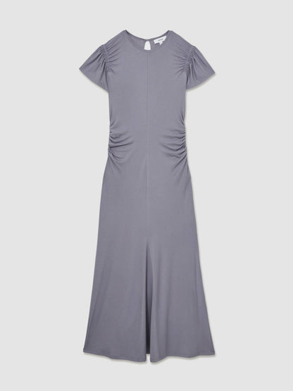 Reiss Affordable - Modal Blend Ruched Jersey Dress in Grey