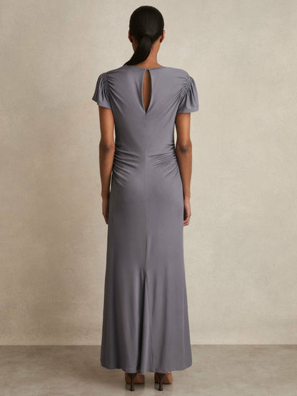 Reiss Affordable - Modal Blend Ruched Jersey Dress in Grey