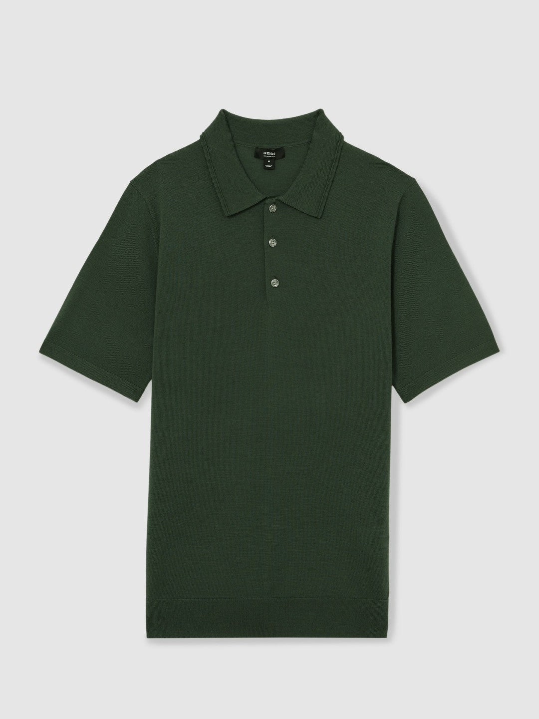 Reiss Best Seller - Merino Wool Short-Sleeve Polo Shirt in Kale Green