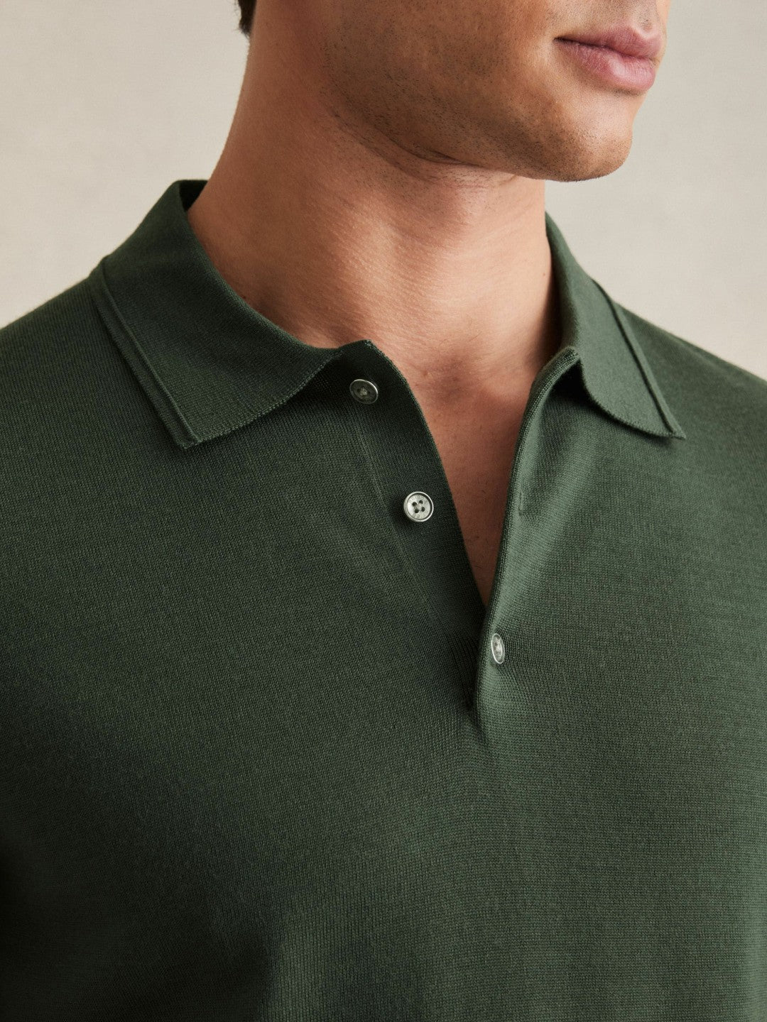 Reiss Best Seller - Merino Wool Short-Sleeve Polo Shirt in Kale Green