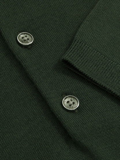 Reiss Best Seller - Merino Wool Short-Sleeve Polo Shirt in Kale Green