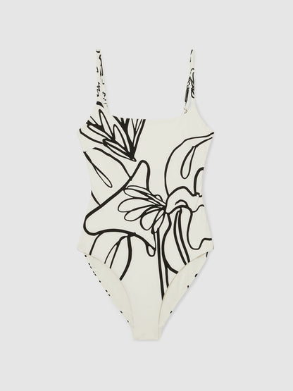 Reiss Affordable - | NYBG Floral Graffiti Swimsuit in Ivory