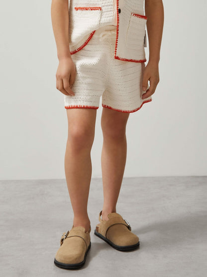 Reiss Offer - 3-9 yrs McLaren F1 Team Crochet Shorts in Off White/Orange