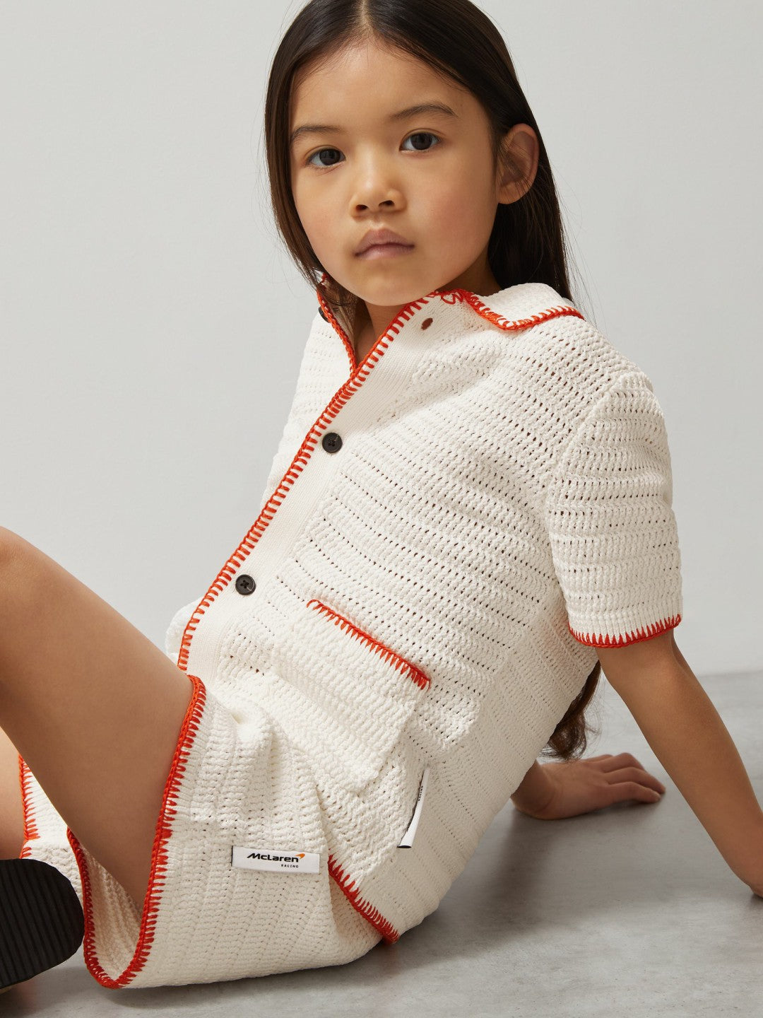 Reiss Offer - 3-9 yrs McLaren F1 Team Crochet Shorts in Off White/Orange