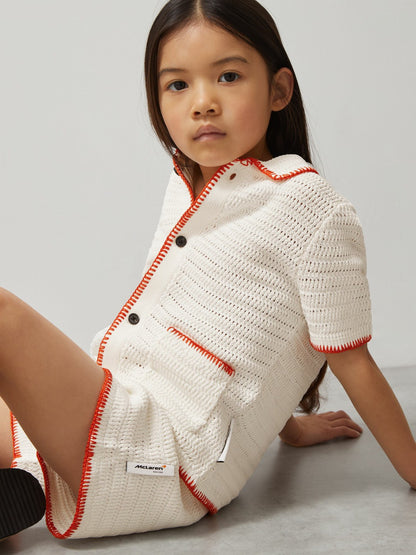Reiss Sale - 9-13 yrs McLaren F1 Team Crochet Shorts in Off White/Orange