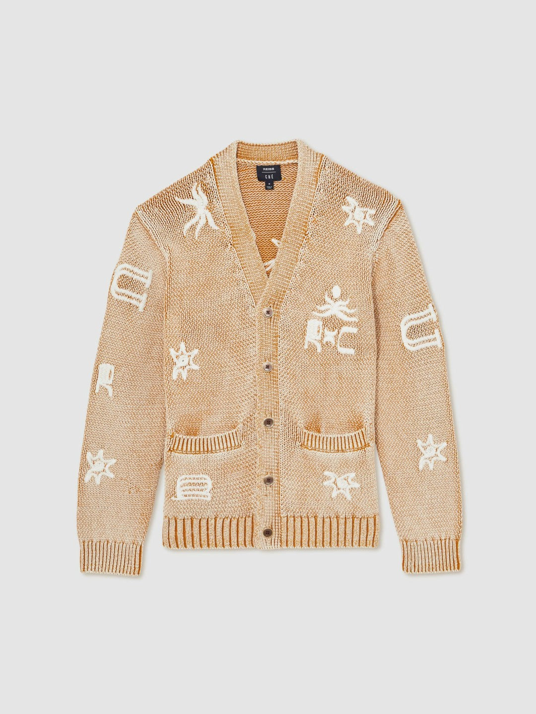 Reiss Savings - | Ché Motif-Embroidered Cardigan in Camel