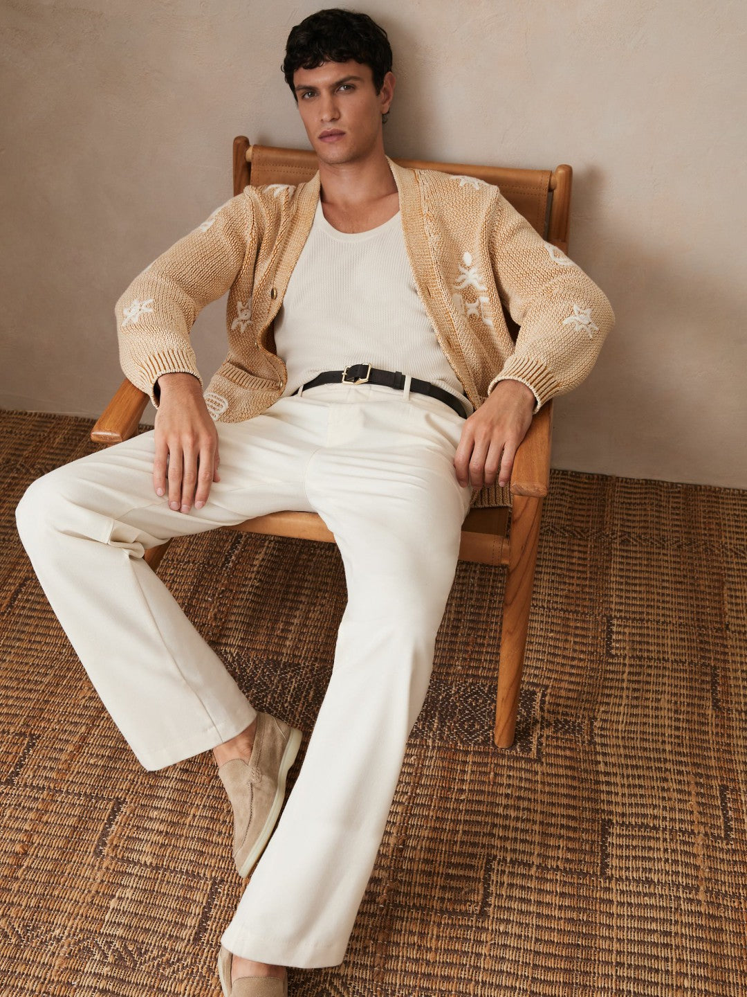 Reiss Savings - | Ché Motif-Embroidered Cardigan in Camel