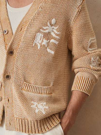Reiss Savings - | Ché Motif-Embroidered Cardigan in Camel
