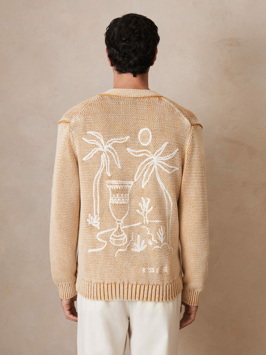 Reiss Savings - | Ché Motif-Embroidered Cardigan in Camel