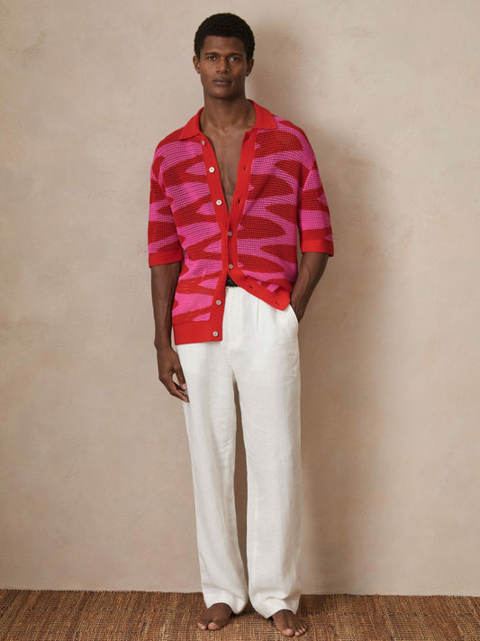 Reiss Offer - | Ché Wave Crochet Shirt in Pink