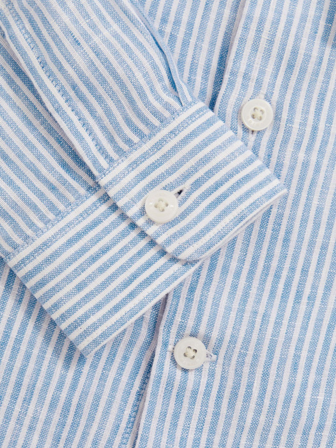 Reiss Best Seller - 13-14 yrs Linen Cutaway Collar Shirt in Blue/White Stripe