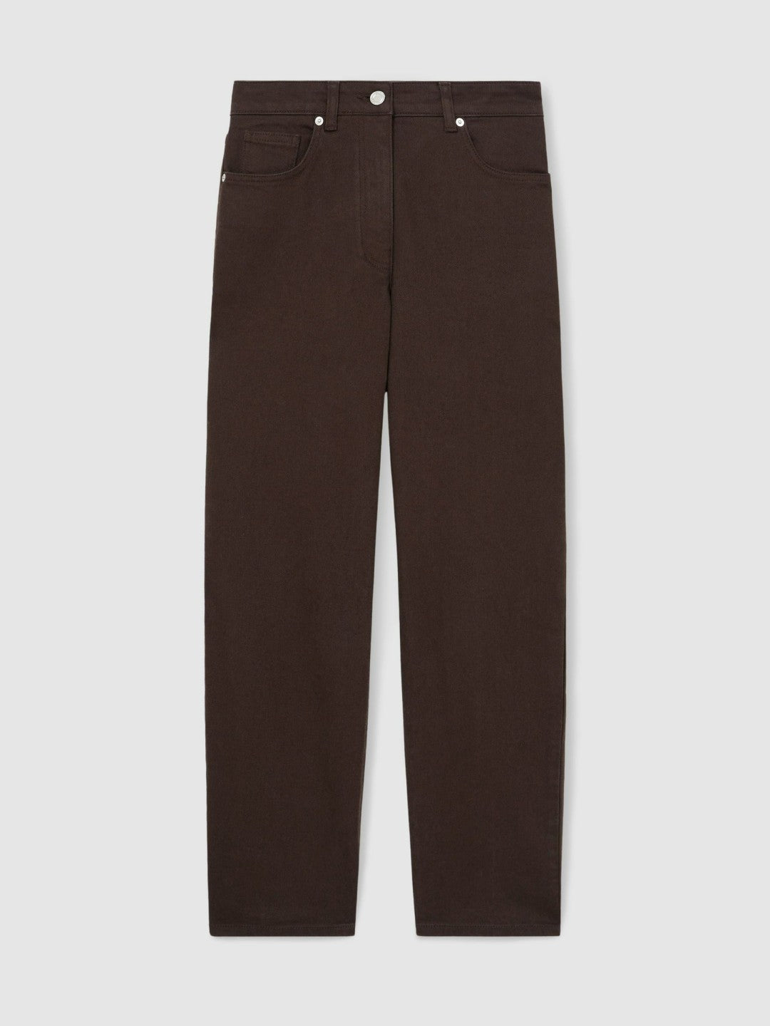 Reiss Petite Mid-Rise Straight-Leg Jeans in Chocolate