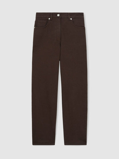 Reiss Petite Mid-Rise Straight-Leg Jeans in Chocolate