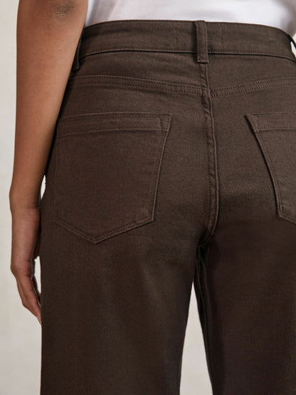 Reiss Petite Mid-Rise Straight-Leg Jeans in Chocolate