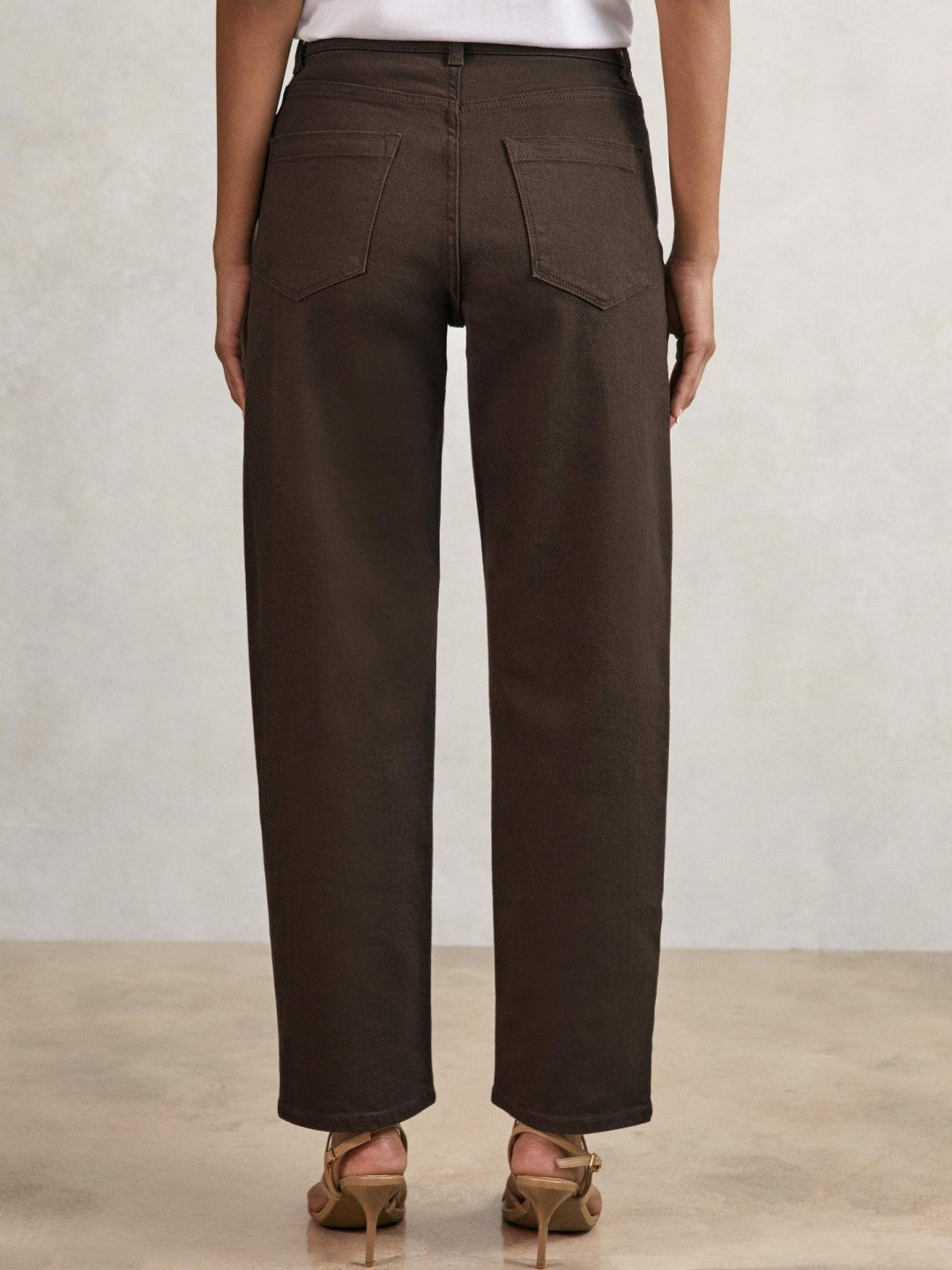 Reiss Petite Mid-Rise Straight-Leg Jeans in Chocolate