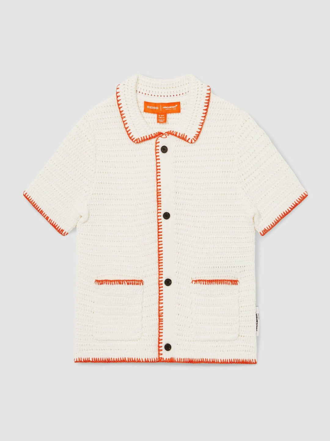 Reiss Deal - 9-13 yrs McLaren F1 Team Crochet Shirt in Off White/Orange