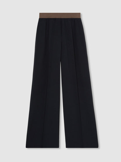 Reiss Deal - Petite Wide-Leg Elasticated-Waist Trousers in Navy