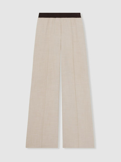 Reiss Affordable - Petite Wide-Leg Elasticated-Waist Trousers in Neutral