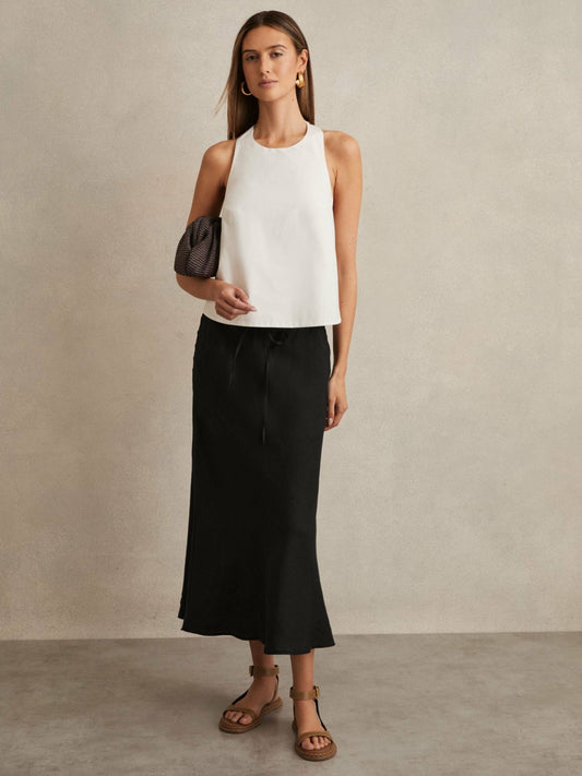 Reiss Savings - Slip Midi Skirt in Black