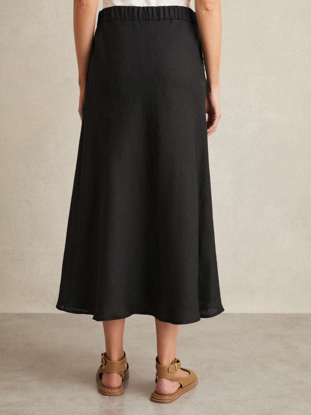 Reiss Slip Midi Skirt in Black
