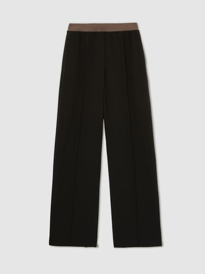 Reiss Sale - Wide-Leg Elasticated-Waist Trousers in Black