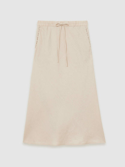 Reiss Value - Slip Midi Skirt in Neutral