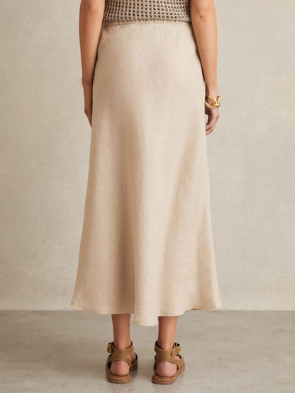 Reiss Value - Slip Midi Skirt in Neutral