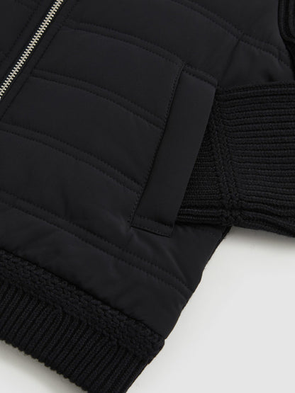 Reiss Affordable - 3-9 yrs Hybrid Quilt and Knit Zip Through Jacket in Navy