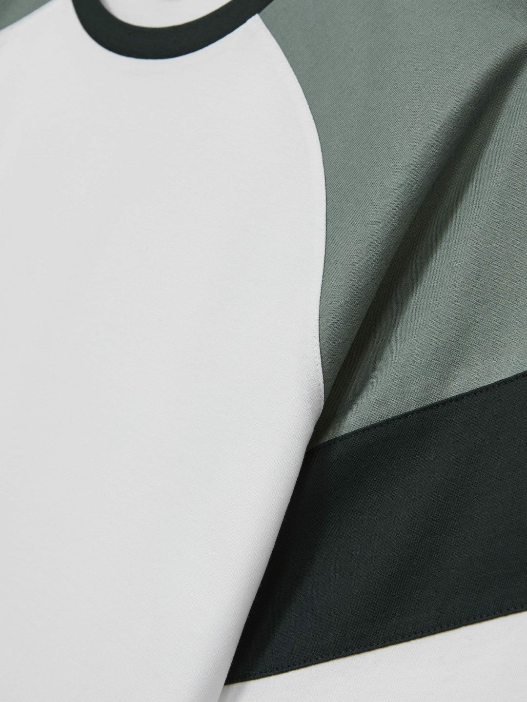 Reiss Sale - Mercerised-Cotton Colourblock T-Shirt in White/Sage
